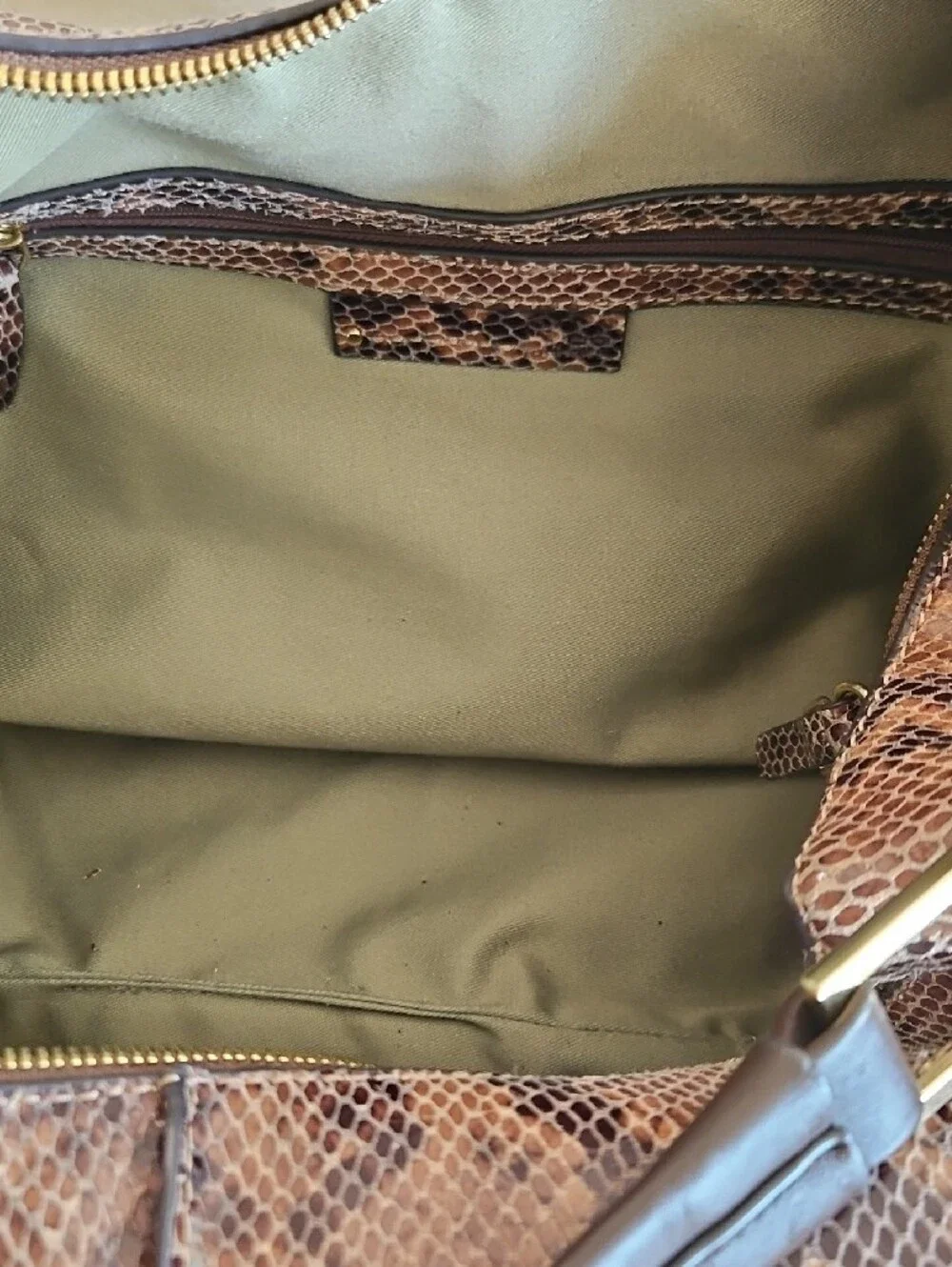 G.I.L.I. Brown Snake-Print Hobo with Tassel and Gold Hardware